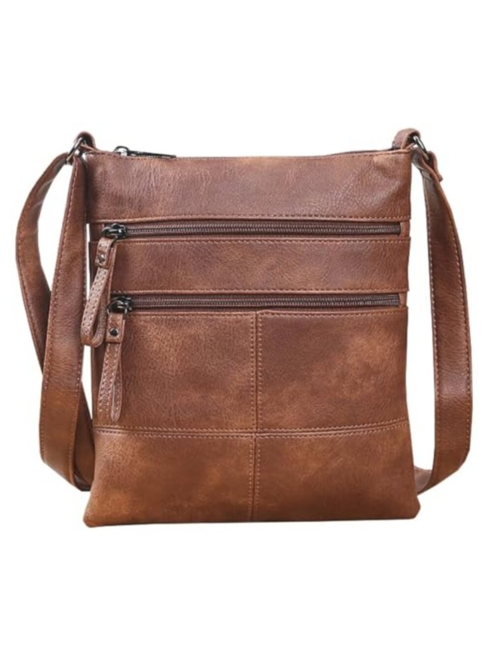 Small Crossbody Bag PU Leather Cell Phone Purse Multi Zip Pockets